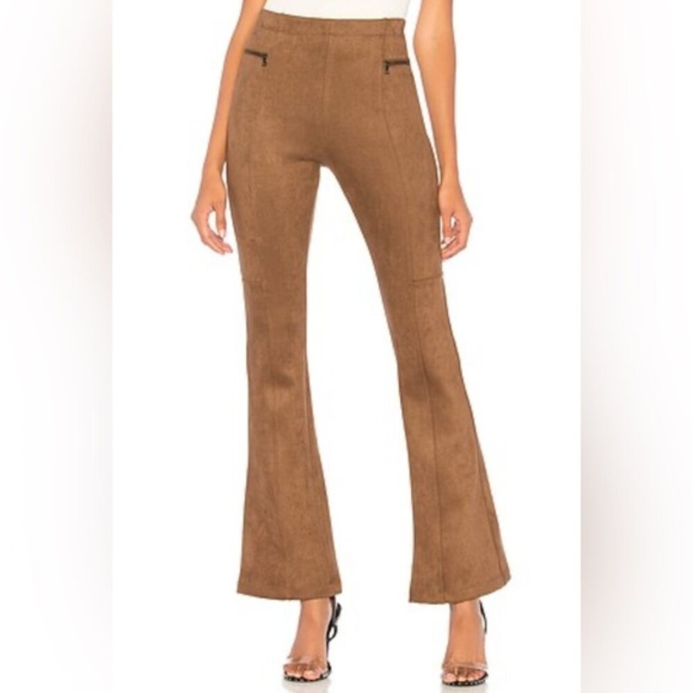 BCBGMAXAZRIA REVOLVE Faux Suede Flare Pants Pull on Size SMALL